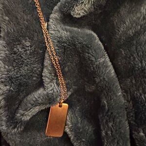 Gold Plated Dog Tag Pendant Necklace
